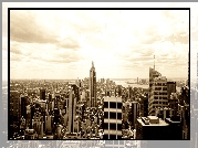 Miasto, Drapacze, Chmur, Nowy, Jork, Empire State Building