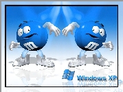 Windows, XP, Dwie, Niebieskie, M&M
