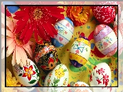 Wielkanoc, Kolorowe, Malowane, Jaja, Kwiaty