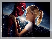 Niesamowity Spider-Man, The Amazing Spider-Man, Kobieta, Posta Gwen Stacy, Aktorka, Emma Stone, Miasto, Noc