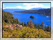 Jezioro, Wysepka, Lasy, Tahoe, Kalifornia