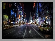 Tokio, Japonia, Miasto, Nocą