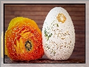 Wielkanoc, Malowane, Jajko, Pomarańczowy, Jaskier