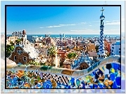 Panorama, Barcelony, Budynki, Gaudiego