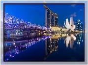 Singapur, Most, Noc, Marina Bay Sands