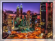 Miasto, Dubaj, Drapacze Chmur, Zmierzch, Panorama