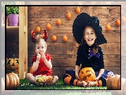 Halloween, Dzieci, Dziewczynki, Kostiumy, Dynie
