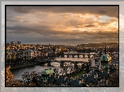 Rzeka Wełtawa, Mosty, Miasto, Praga, Czechy