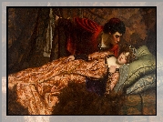 Malarstwo, Obraz, John Frederick Harrison Dutton, Mężczyzna, Śpiąca, Kobieta