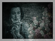 Kobieta, Aktorka, Hedy Lamarr, Kwiaty, Róże, Drewno, Grafika, 2D