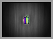 Logo, Apple, Kolorowe, Paski, Szare, Tło