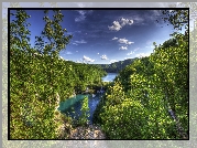 Park Narodowy Jezior Plitwickich, Wodospady, Jeziora, Zielone, Drzewa, Lasy, Chorwacja