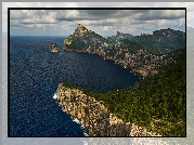 Półwysep Formentor, Wybrzeże, Klif, Góry Serra de Tramuntana, Skała, Morze, Zachód słońca, Wyspa Majorka, Hiszpania
