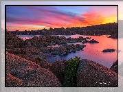 Wschód słońca, Skały, Jezioro, Watson Lake, Prescott, Arizona, Stany Zjednoczone