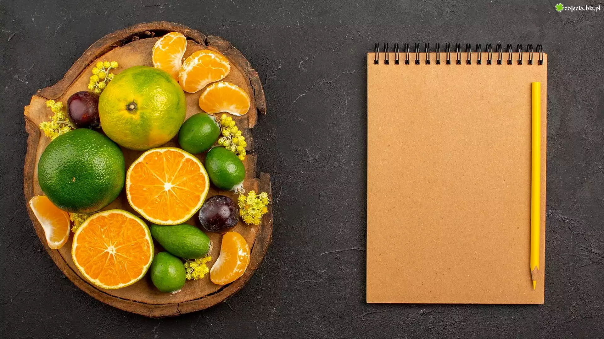 Owoce, Cytrusy, Deska, Notes