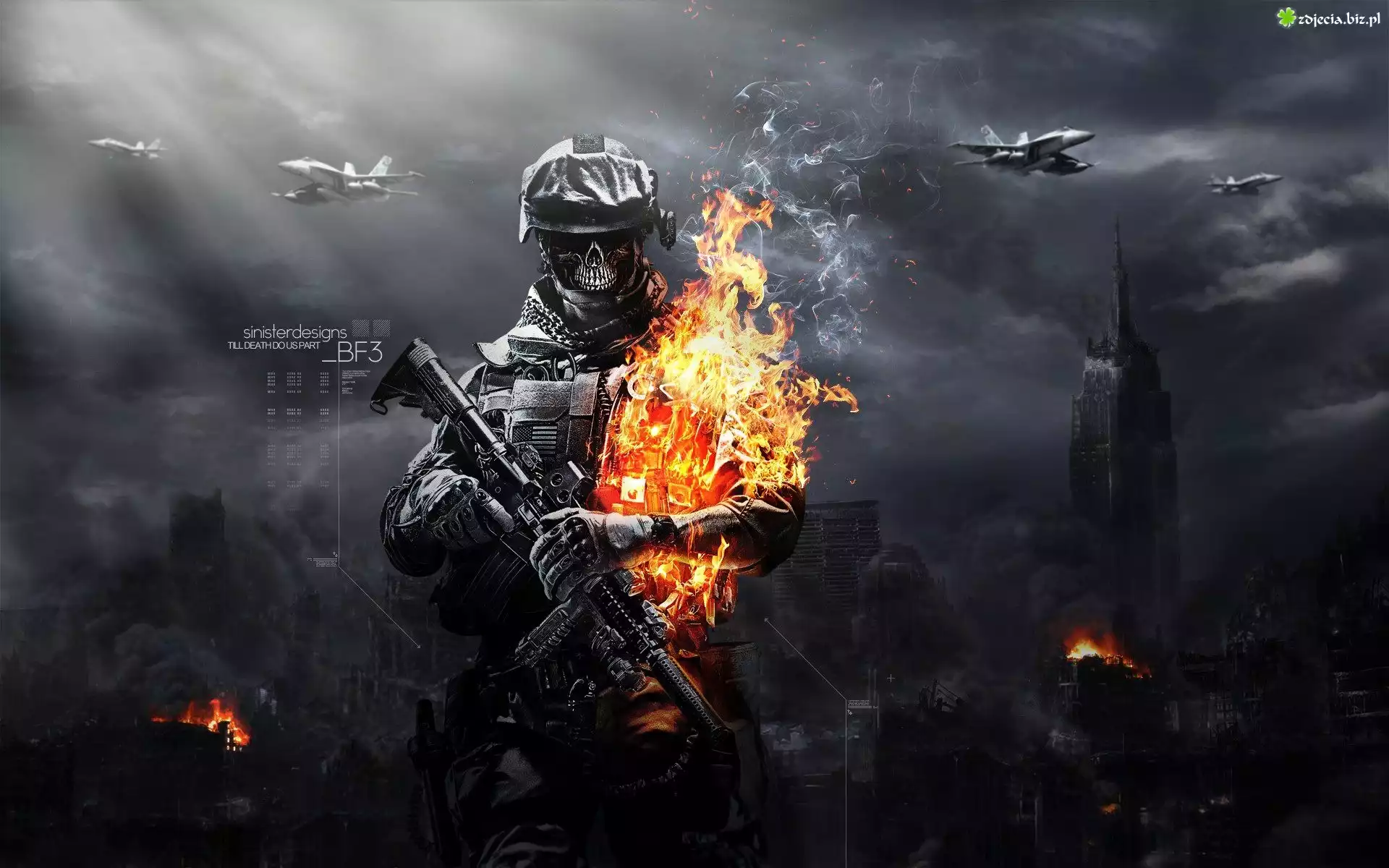 Battlefield 3, Wojna, Czaszka, Broń, Żolnierze, Wybuchy