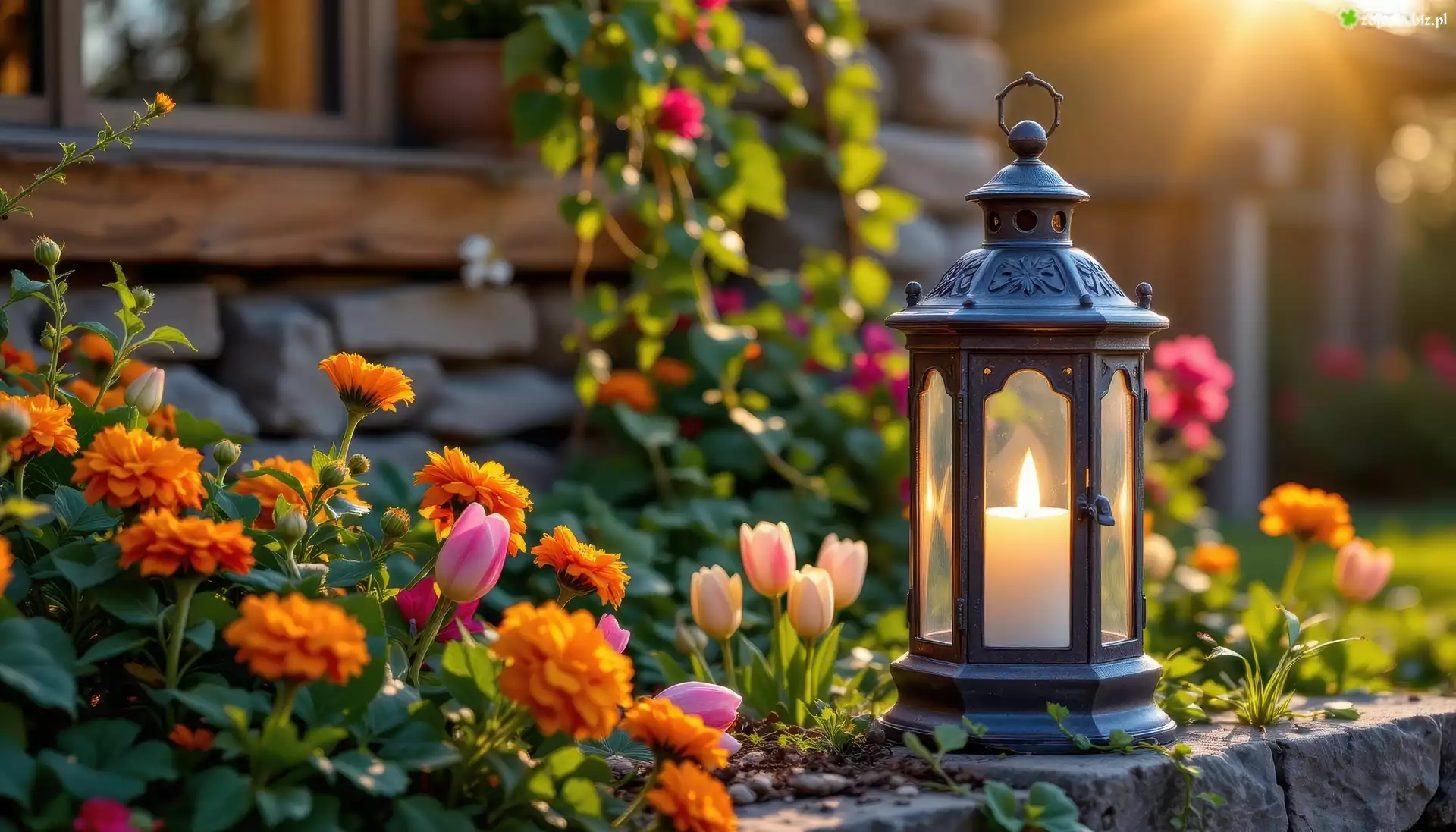 Lampion, Kwiaty, Grafika AI