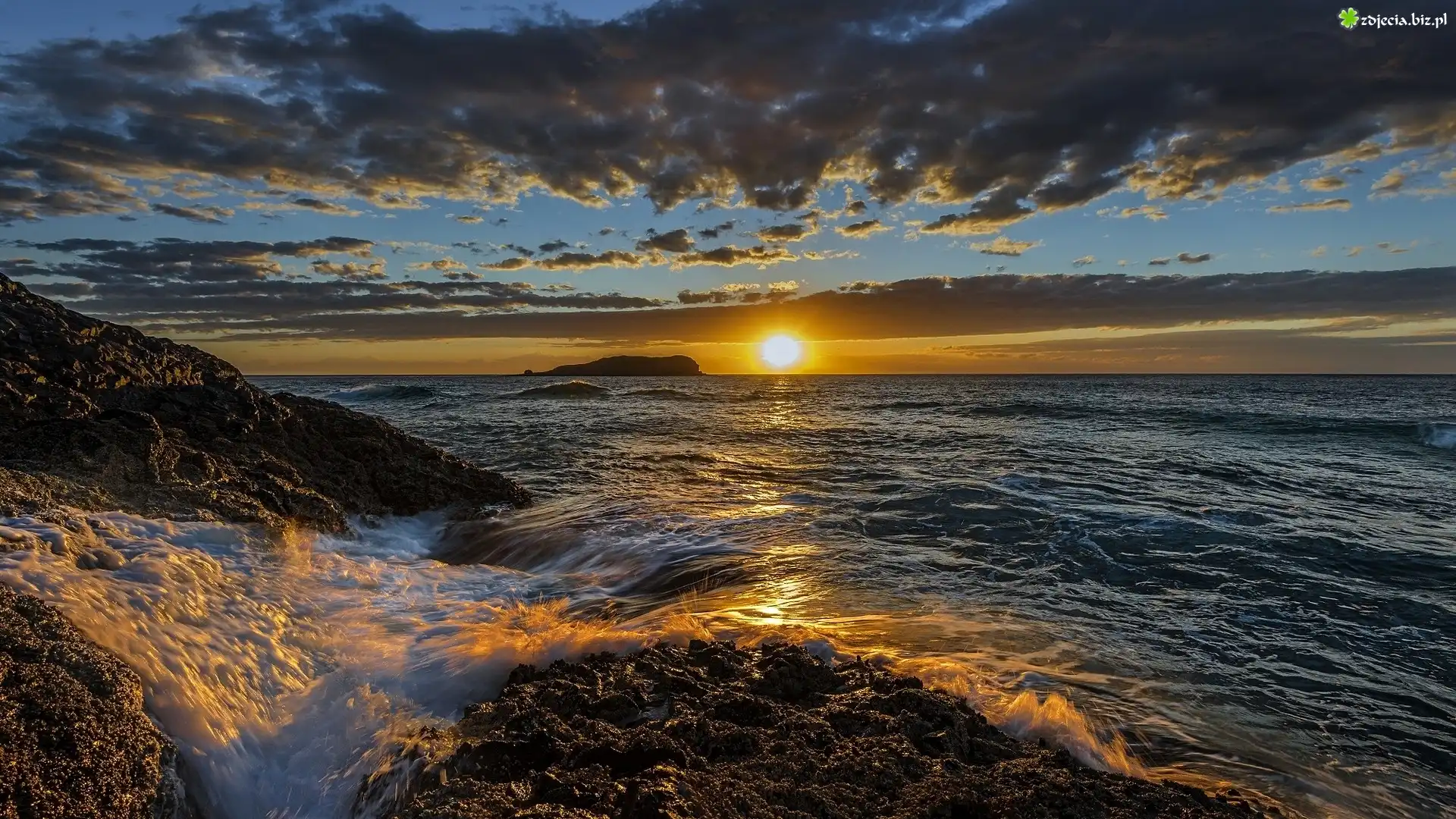 Australia, Nowa Południowa Walia, Przylądek Fingal Head, Ocean Spokojny, Morze, Skały, Wschód Słońca
