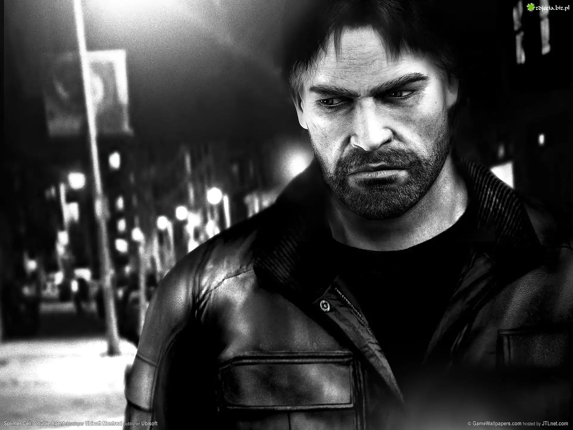 mężczyzna, broda, kurtka, skórzana, Splinter Cell Double Agent