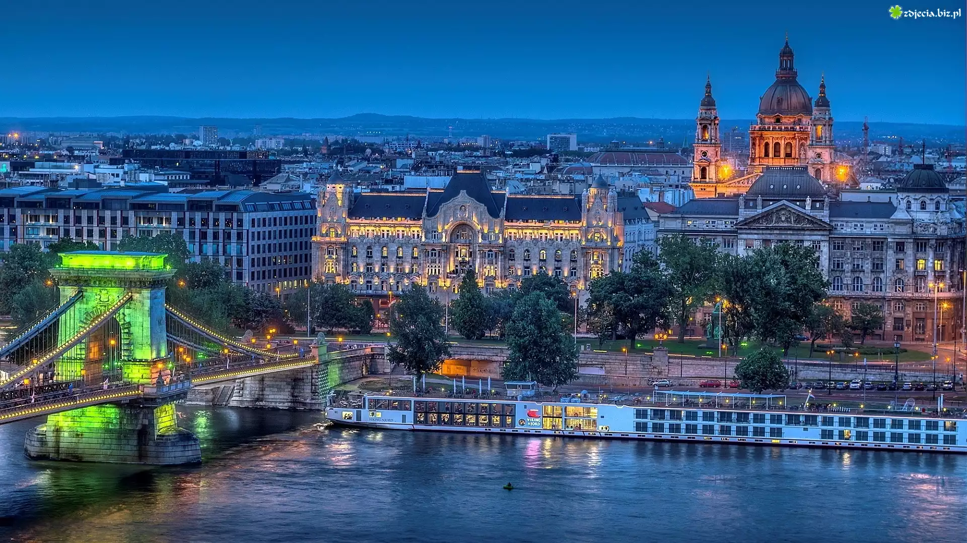 Budapeszt, Węgry, Panorama, Wieczór