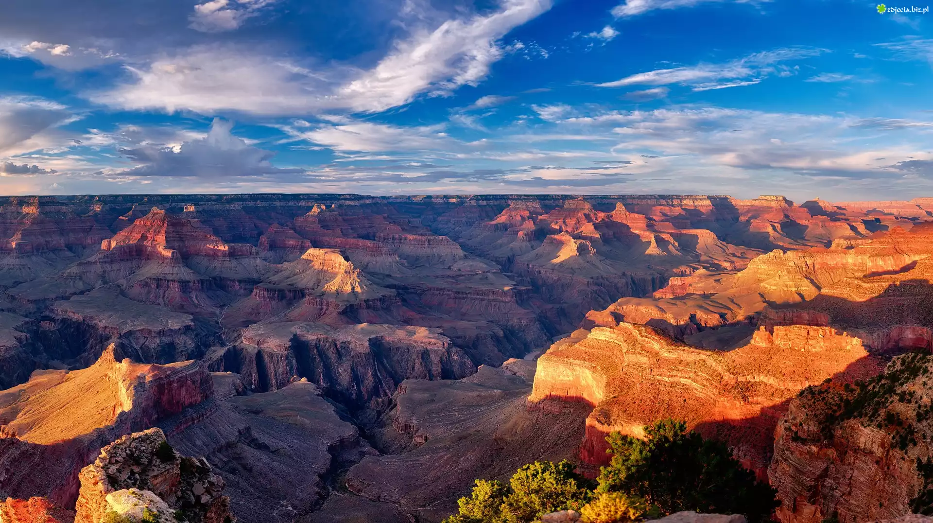 Stany Zjednoczone, Arizona, Park Narodowy Wielkiego Kanionu, Kanion, Niebo, Chmury