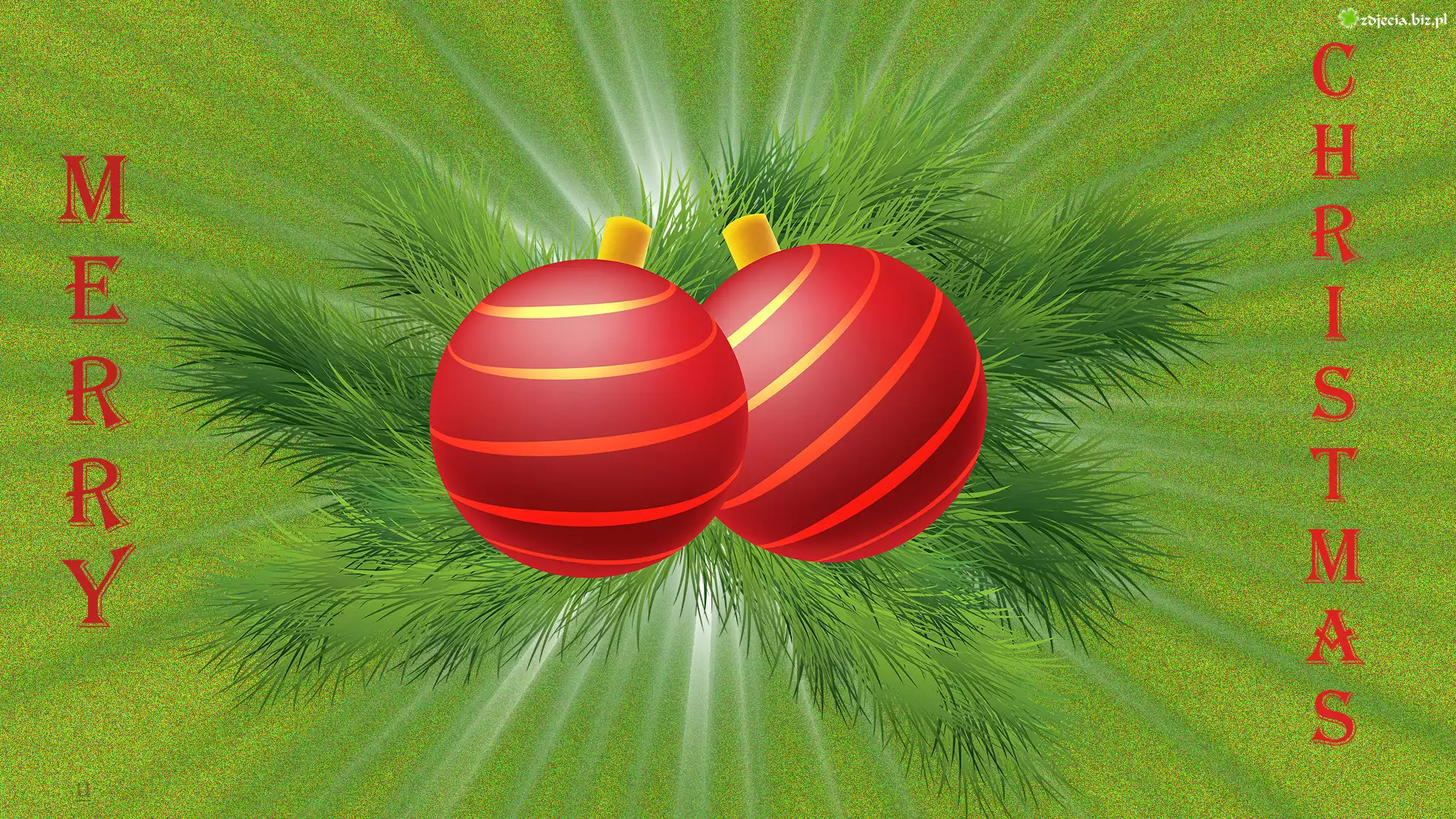 Świąteczne, Boże Narodzenie, Czerwone, Bombki, Napis, Merry Christmas
