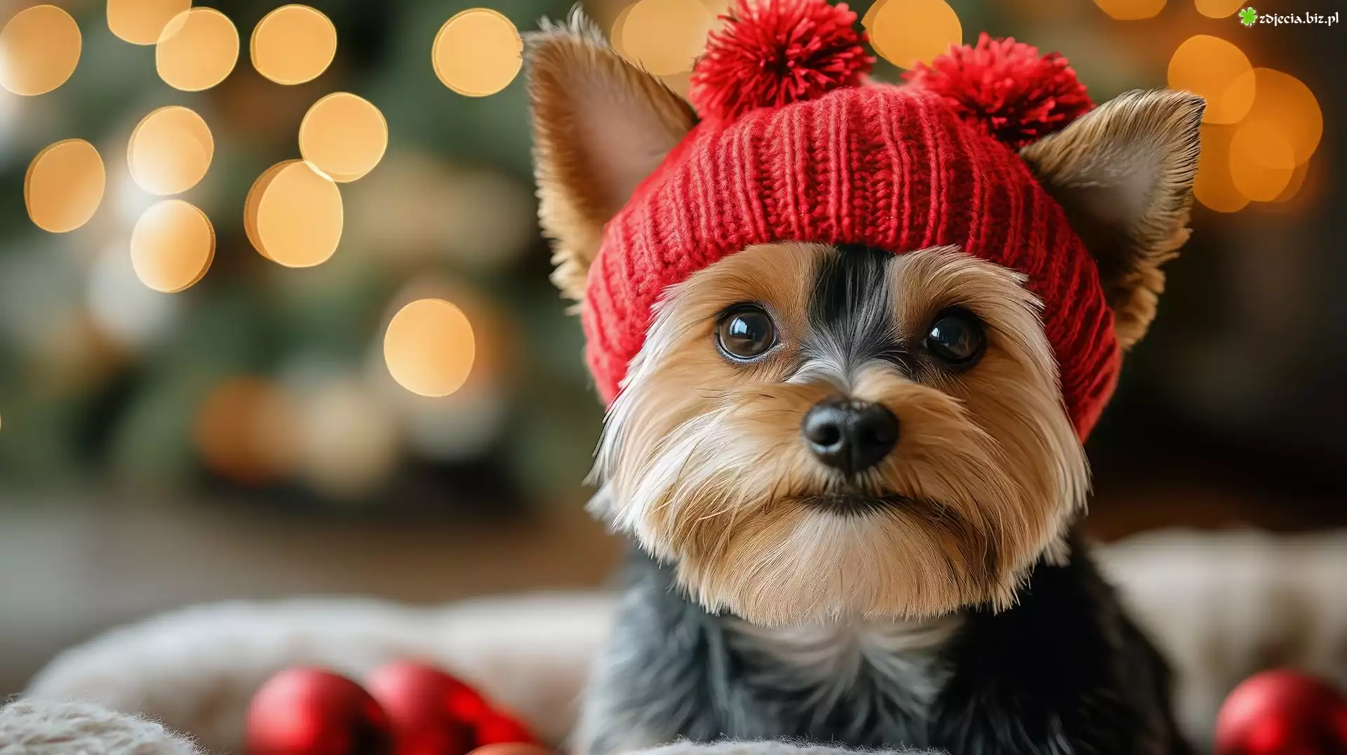 Pies, Yorkshire terrier, Czerwona, Czapka, AI
