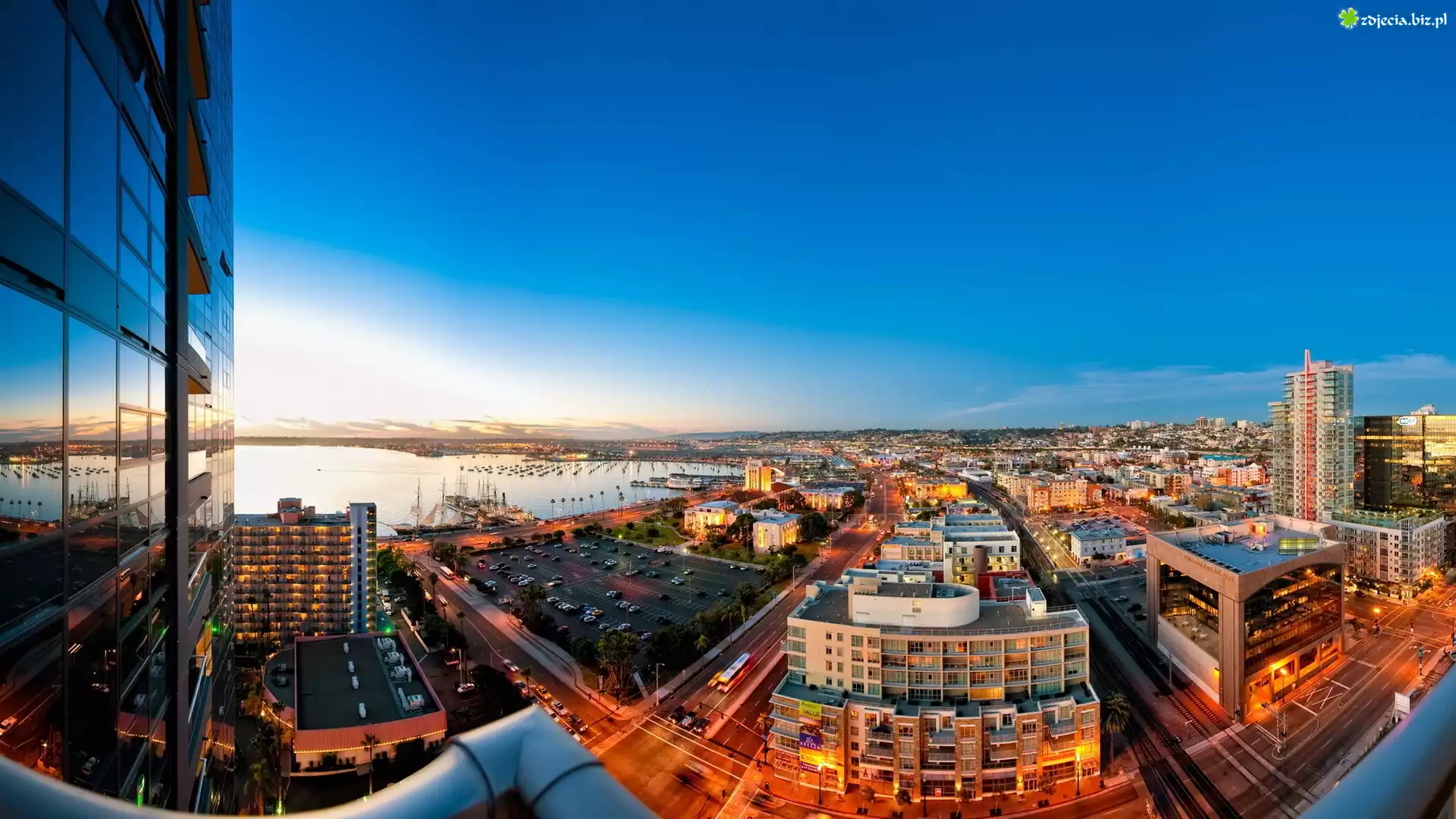 San, Diego, Kalifornia, Domy, Wieżowce, Panorama, Miasta, Ocean