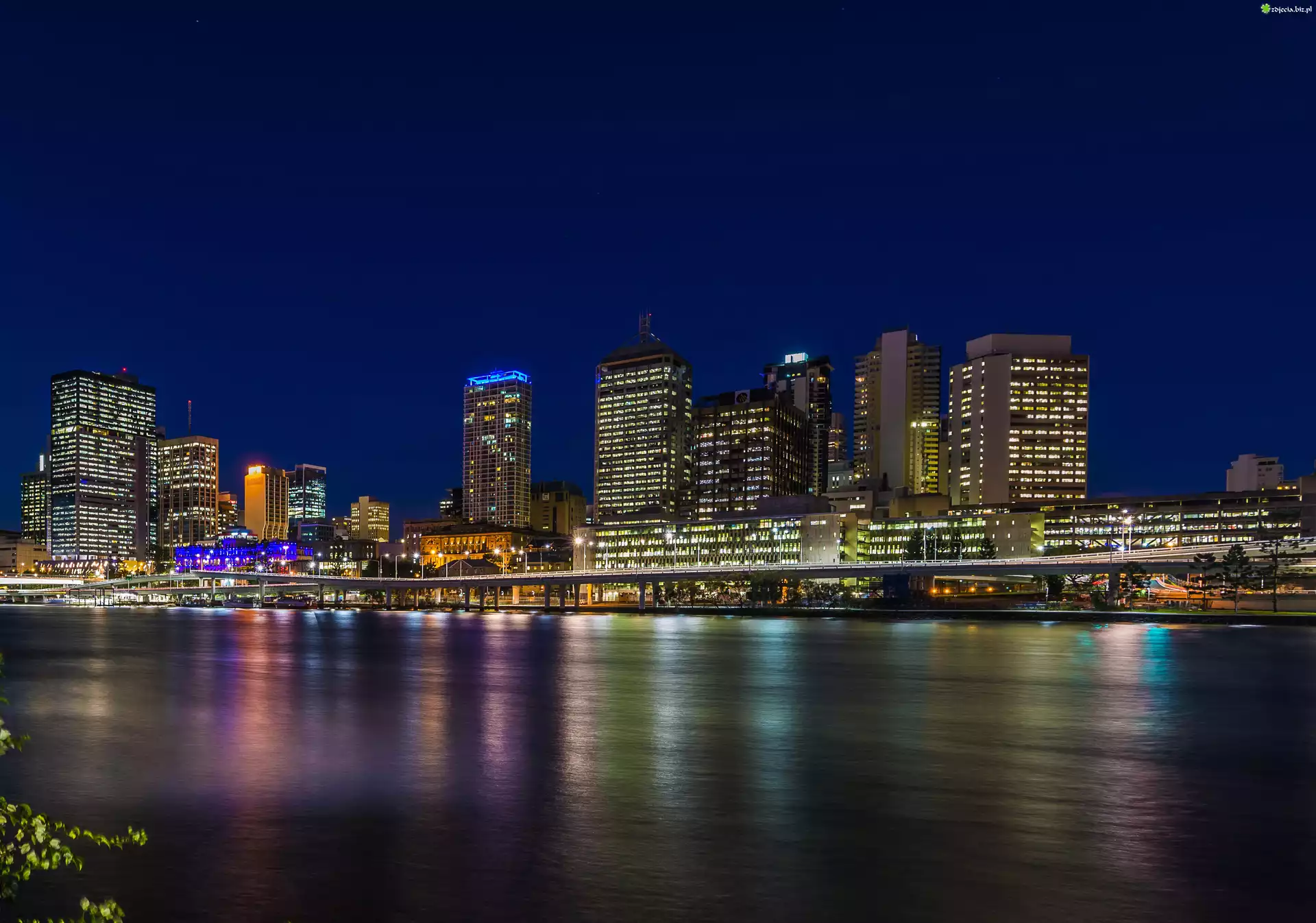 Dom, Noc, Brisbane, Australia, Rzeka