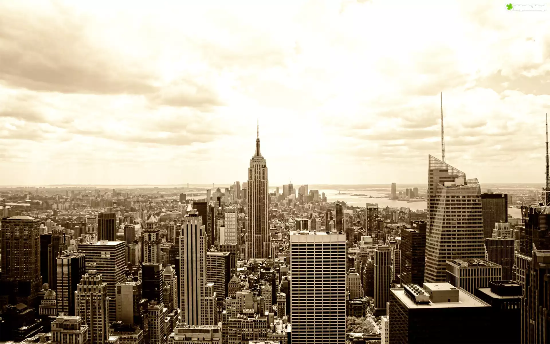 Miasto, Drapacze, Chmur, Nowy, Jork, Empire State Building