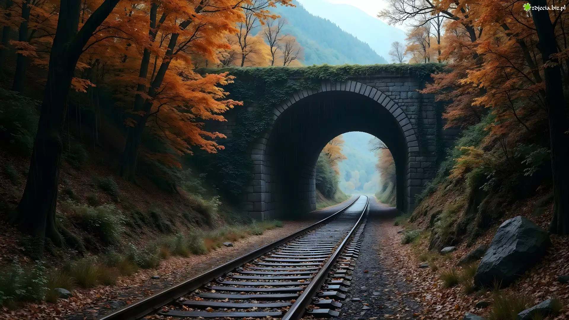 Most, Kamienny, Tory, Drzewa, Jesień, AI