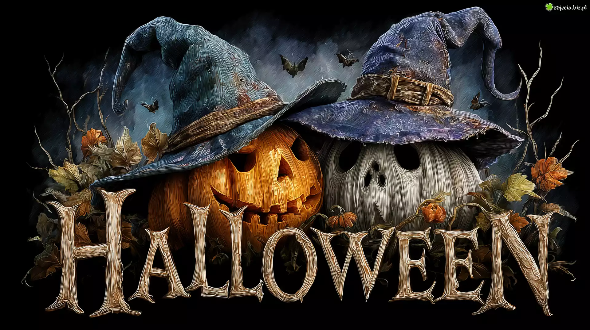 Dwie, Dynie, Halloween, Grafika AI