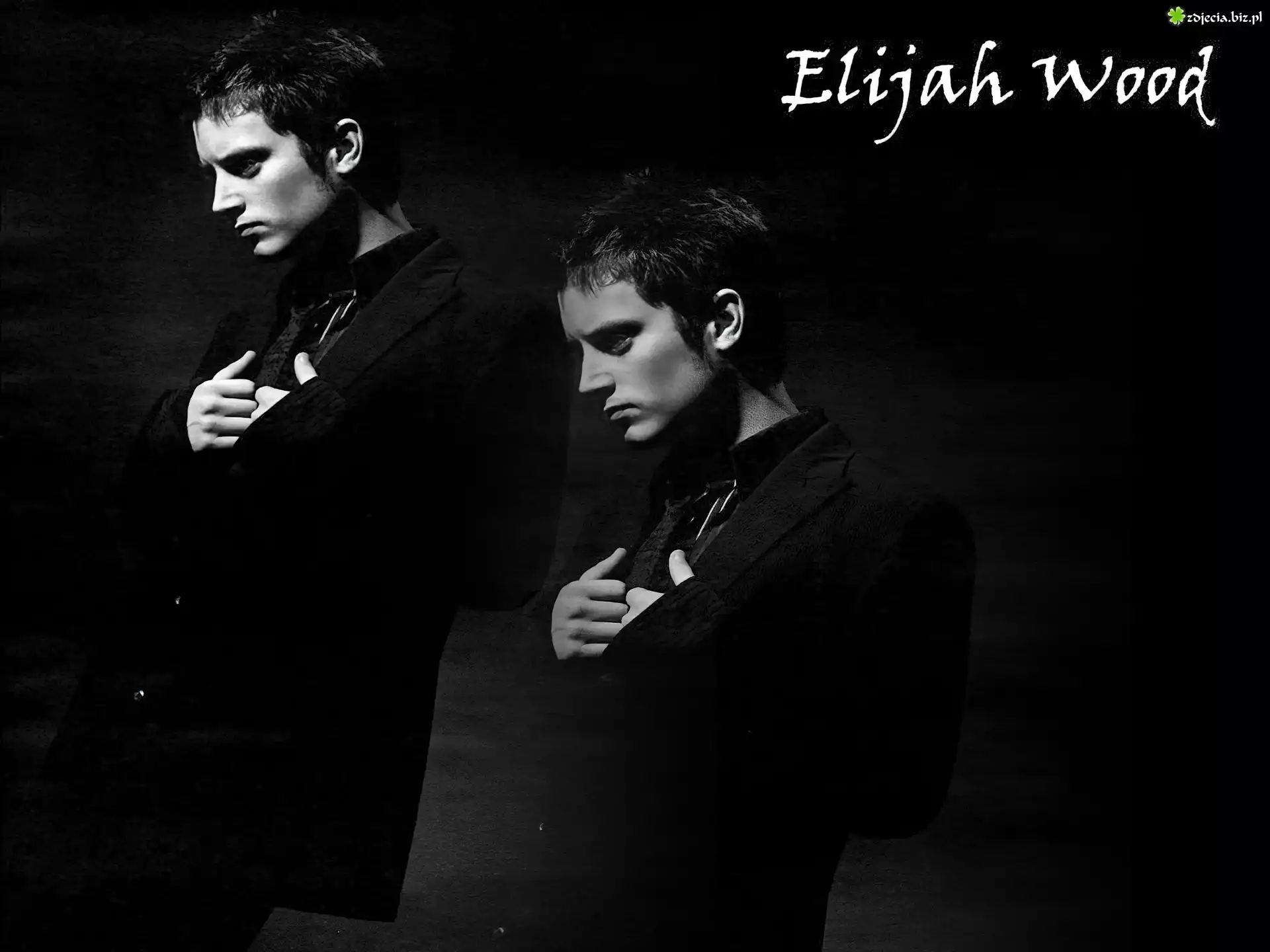Elijah Wood,czarny garnitur,krawat