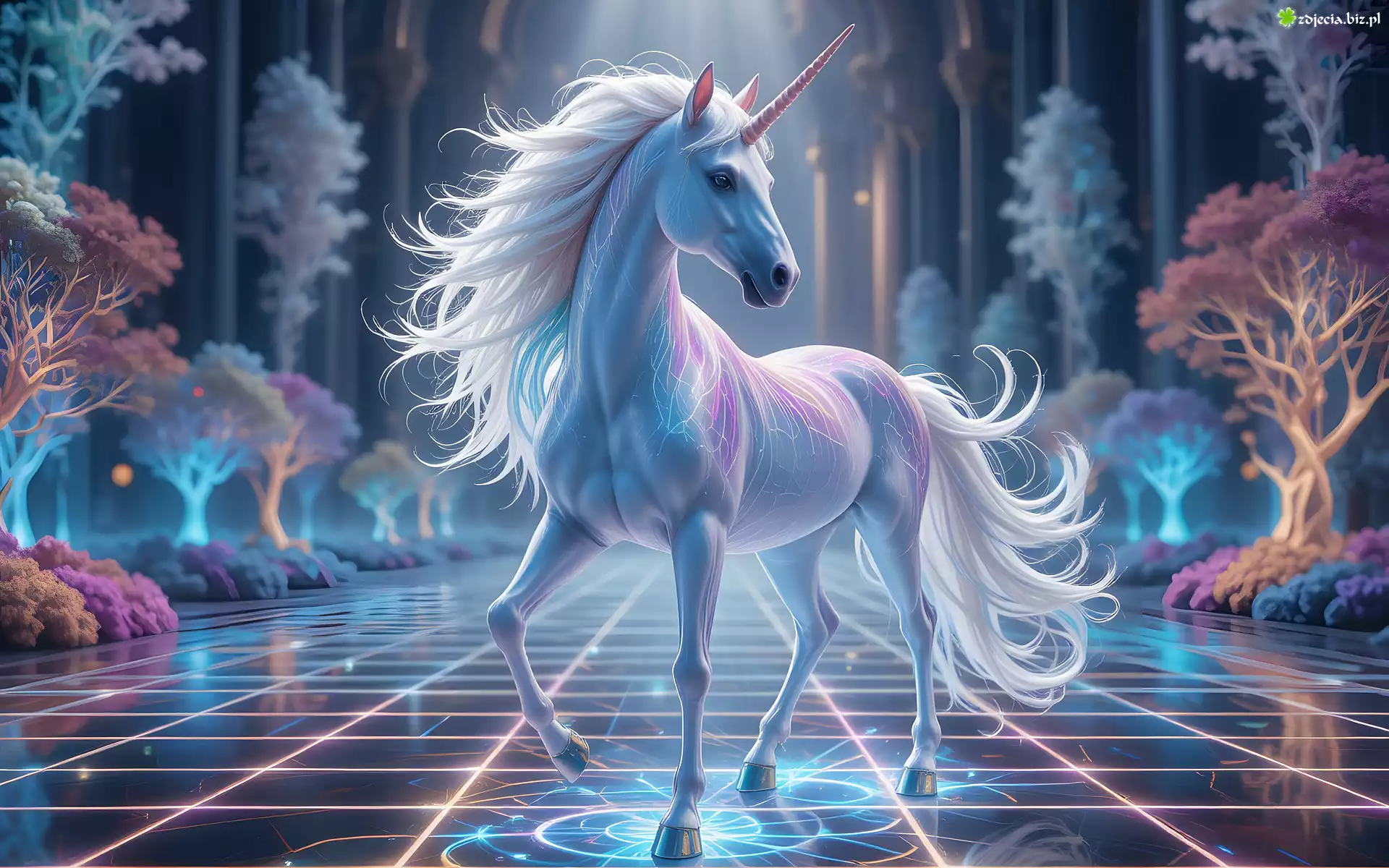 Jednorożec, Fantasy, Grafika, Magiczna Sceneria