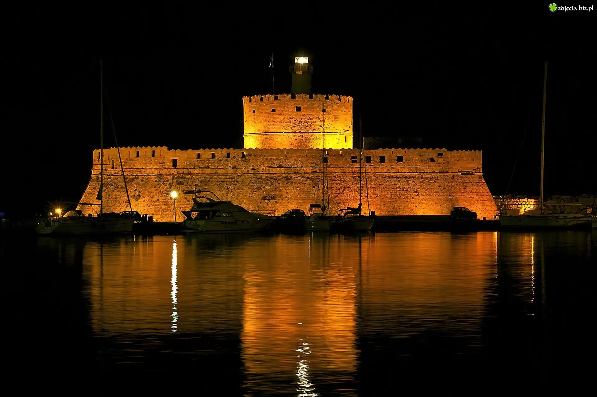 Fort, Saint Nicolas, Rodos, Woda, Noc