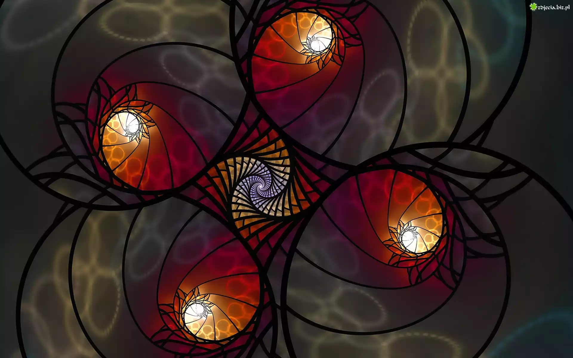 Fraktal, Spirale, Światło, Grafika