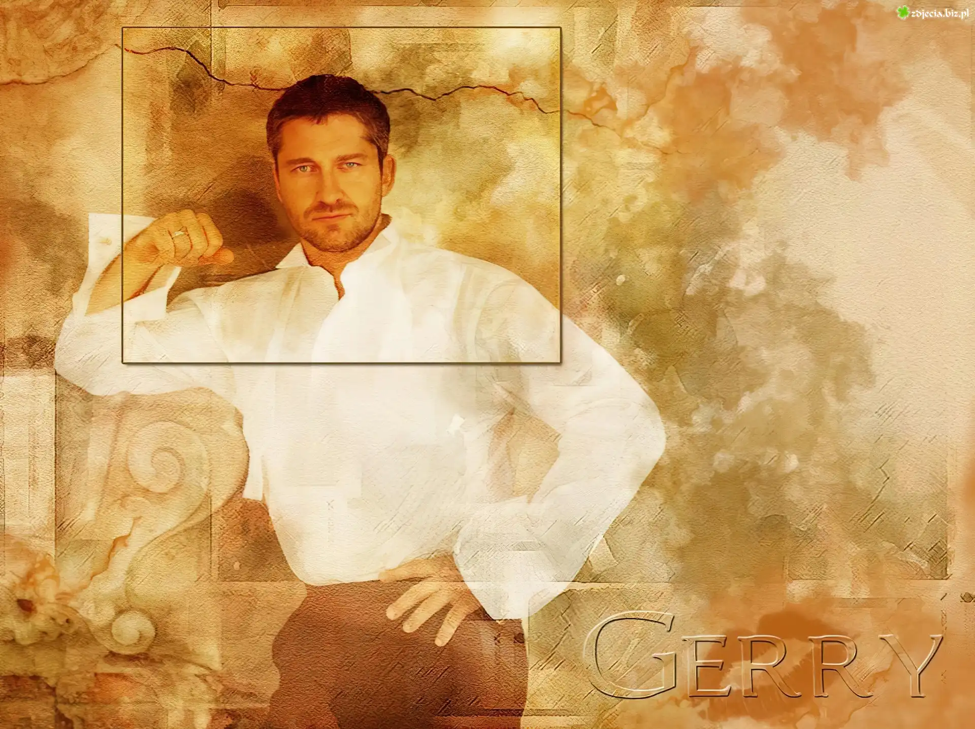 Gerard Butler,biała koszula