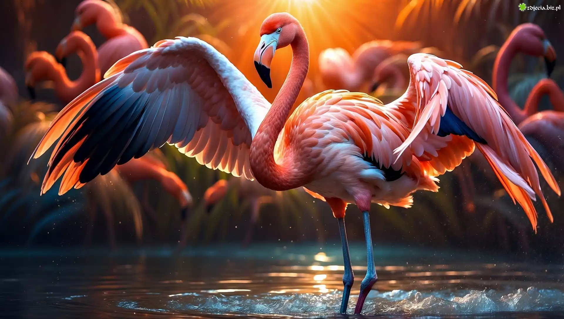 Flaming, Zachód słońca, Grafika
