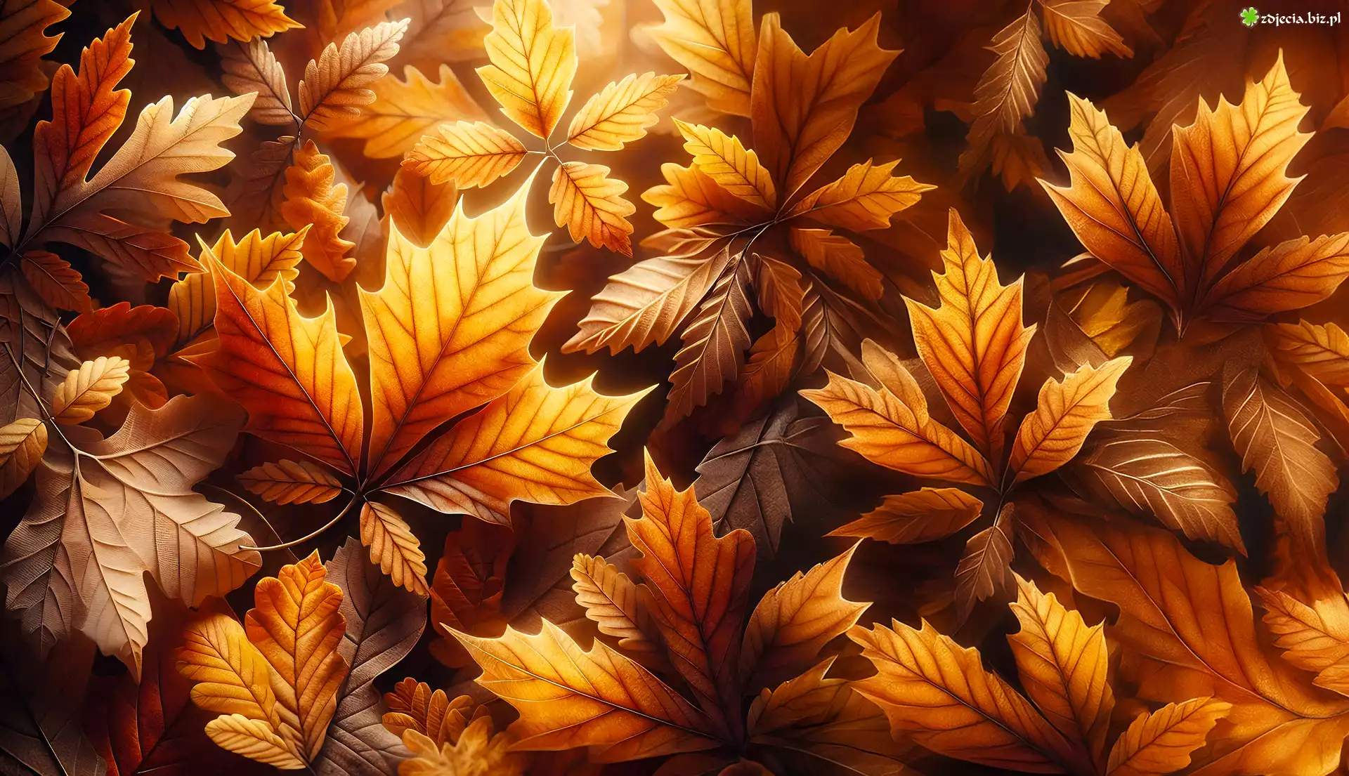 Pomarańczowe, Brązowe, Liście, Grafika