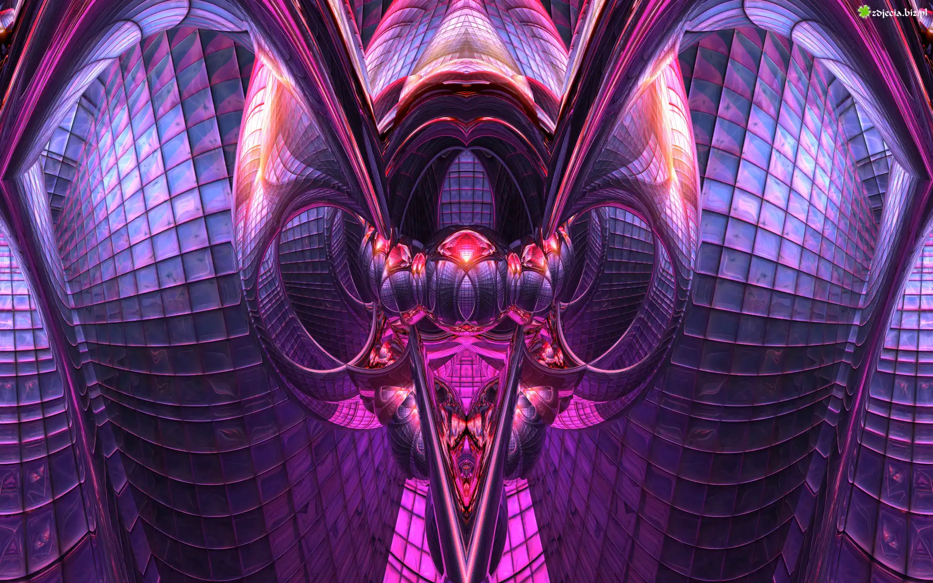 Grafika 3D, Fioletowo-różowa, Abstrakcja