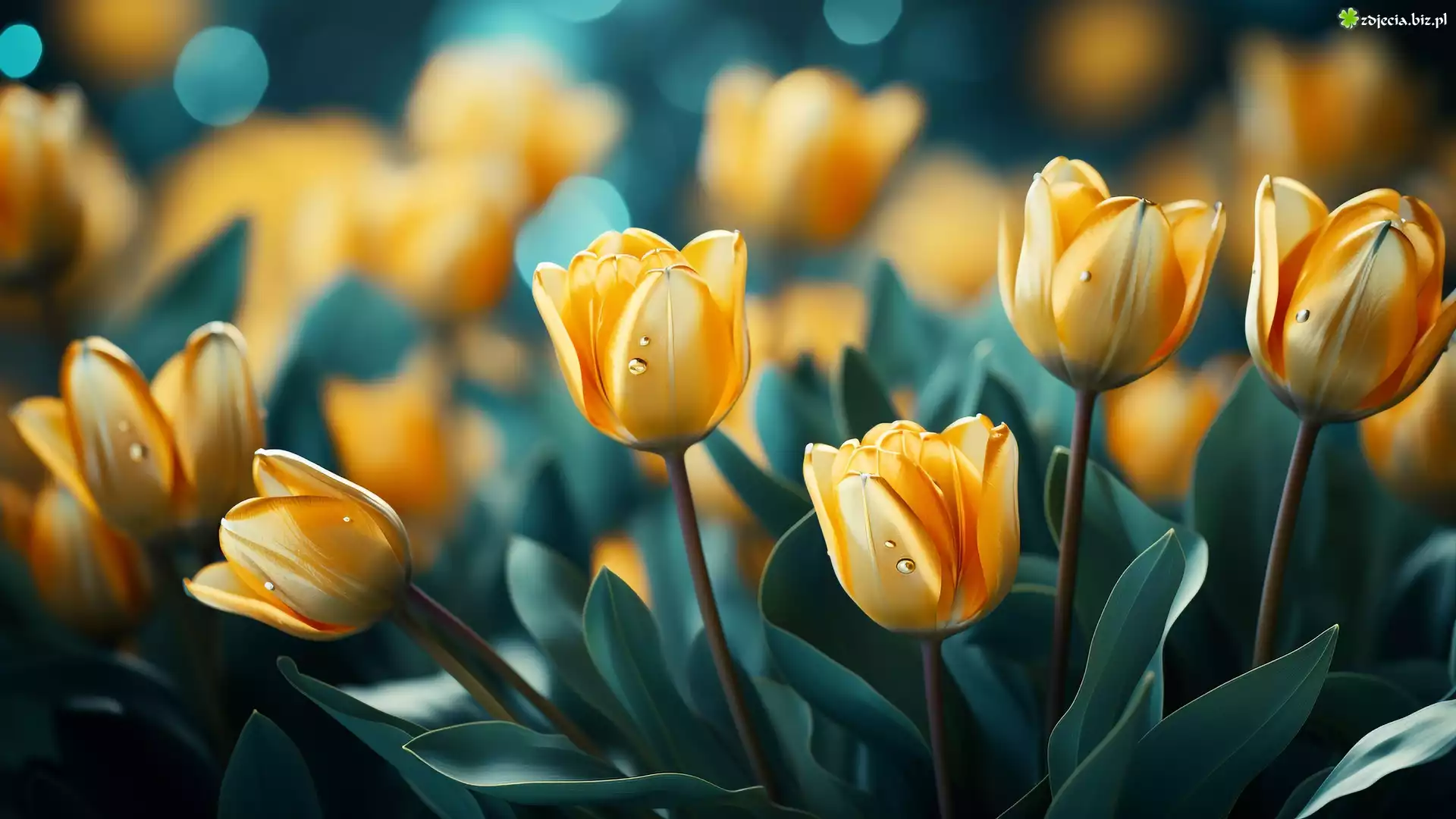 Tulipany, Żółte, Kwiaty, Grafika