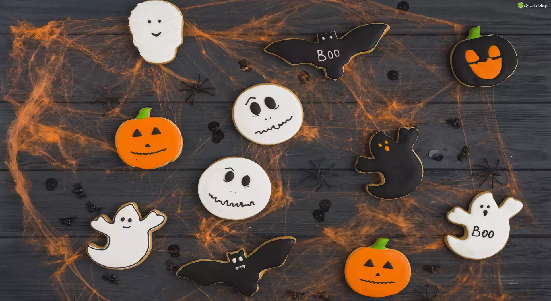 Halloween, Ciasteczka, Ciemne, Deski