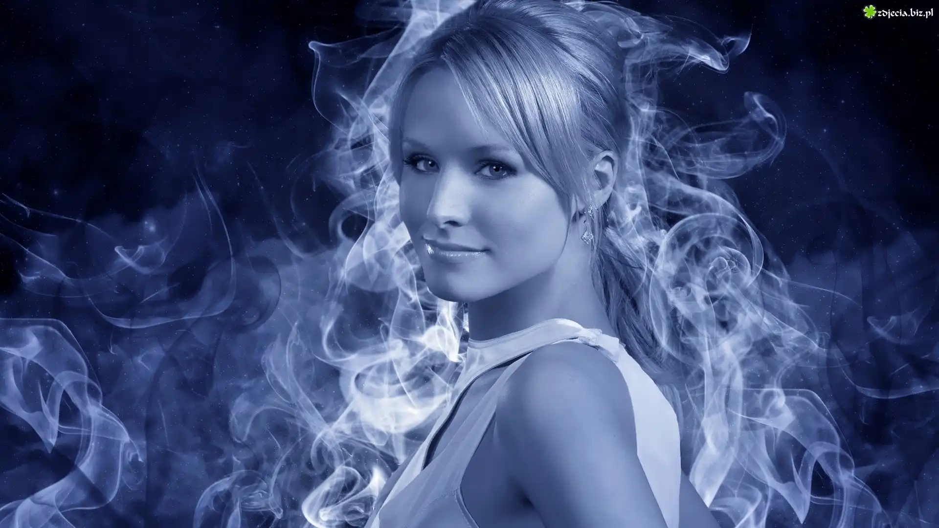 Kobieta, Blondynka, Kristen Bell, Aktorka, Dym