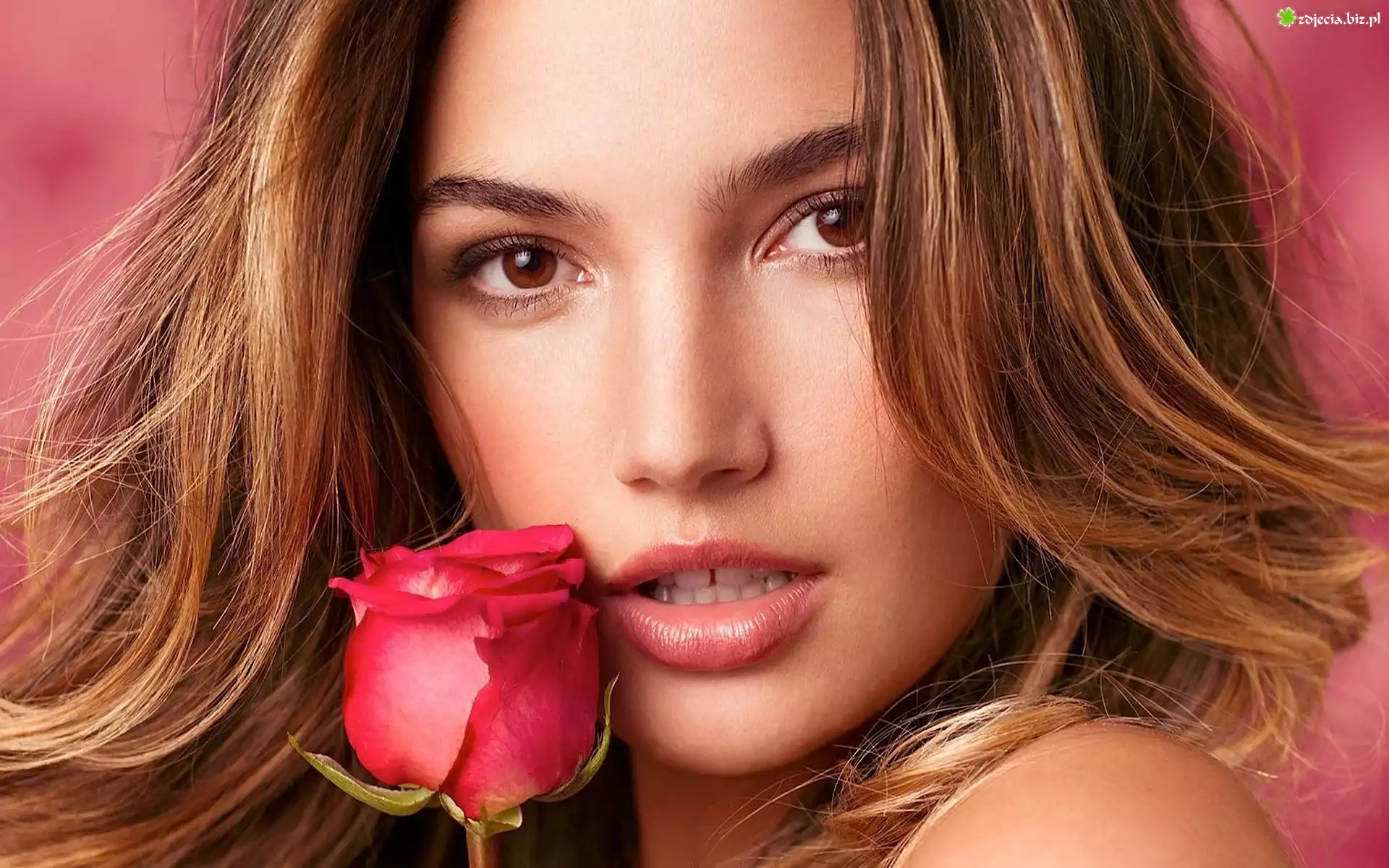 Kobieta, Roza, Makijaz, Lily Aldridge