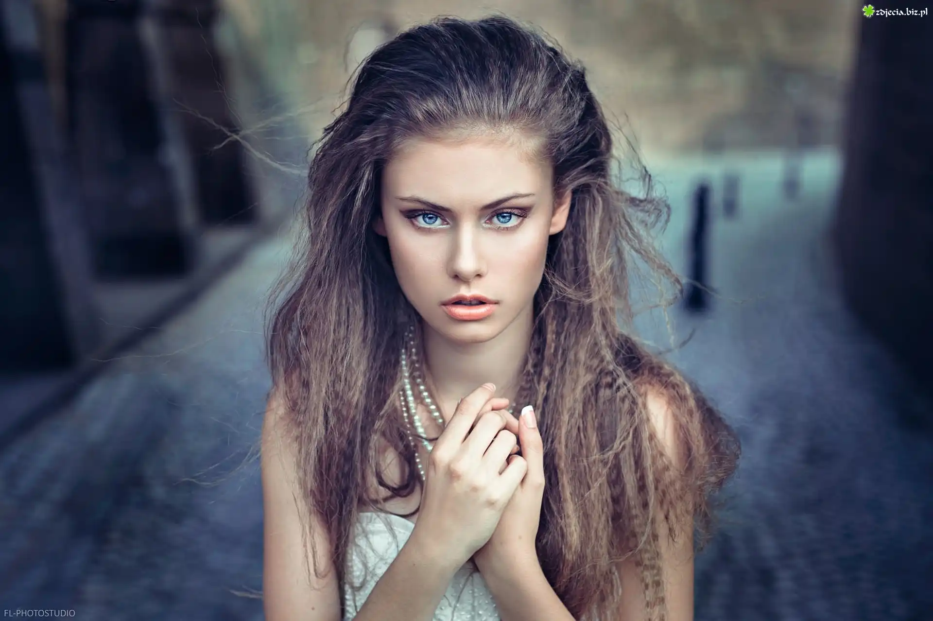 Kobieta, Portret, Makijaż, Naszyjnik