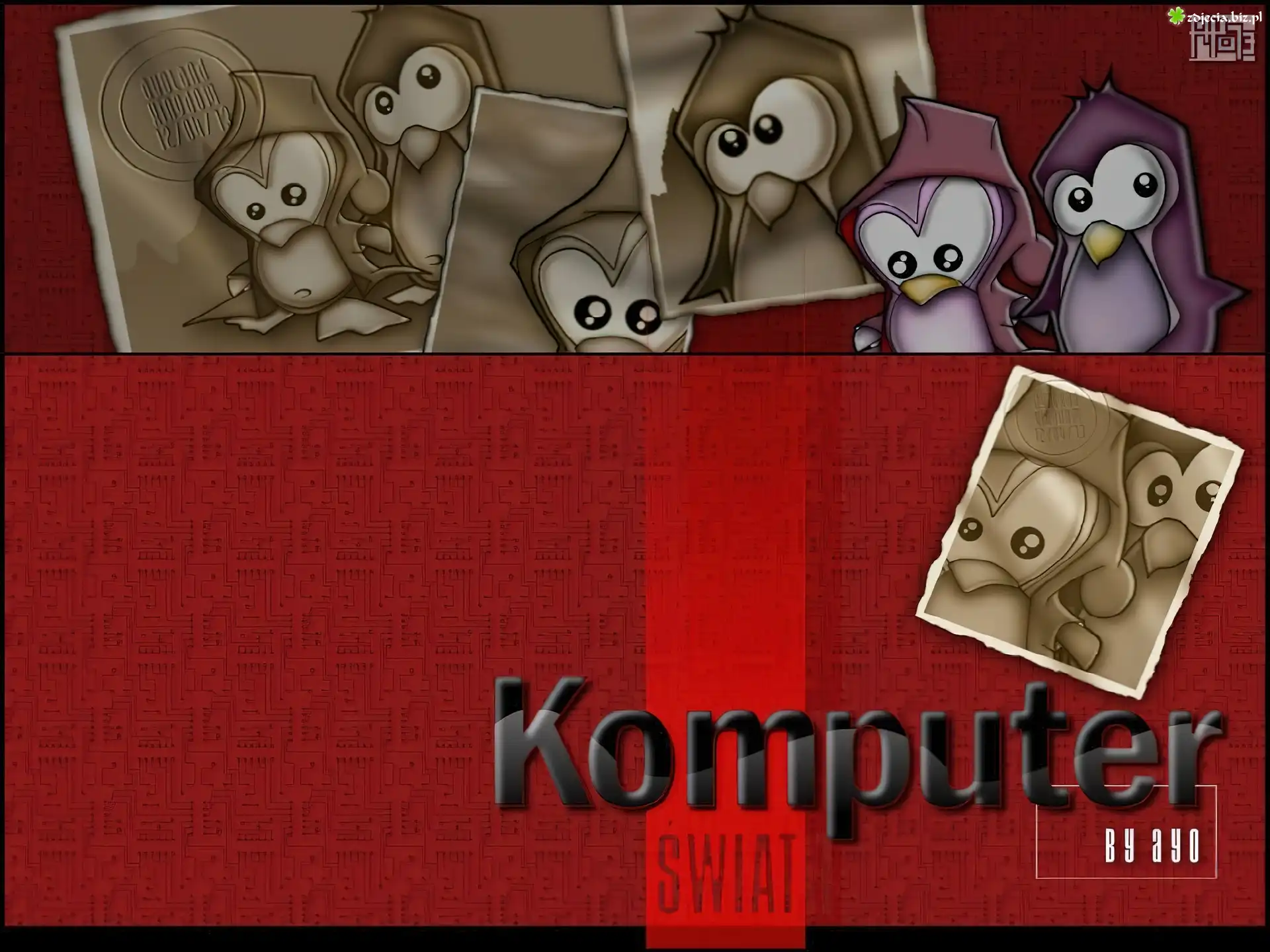 Linux, pingwin, zdjęcie, sepia