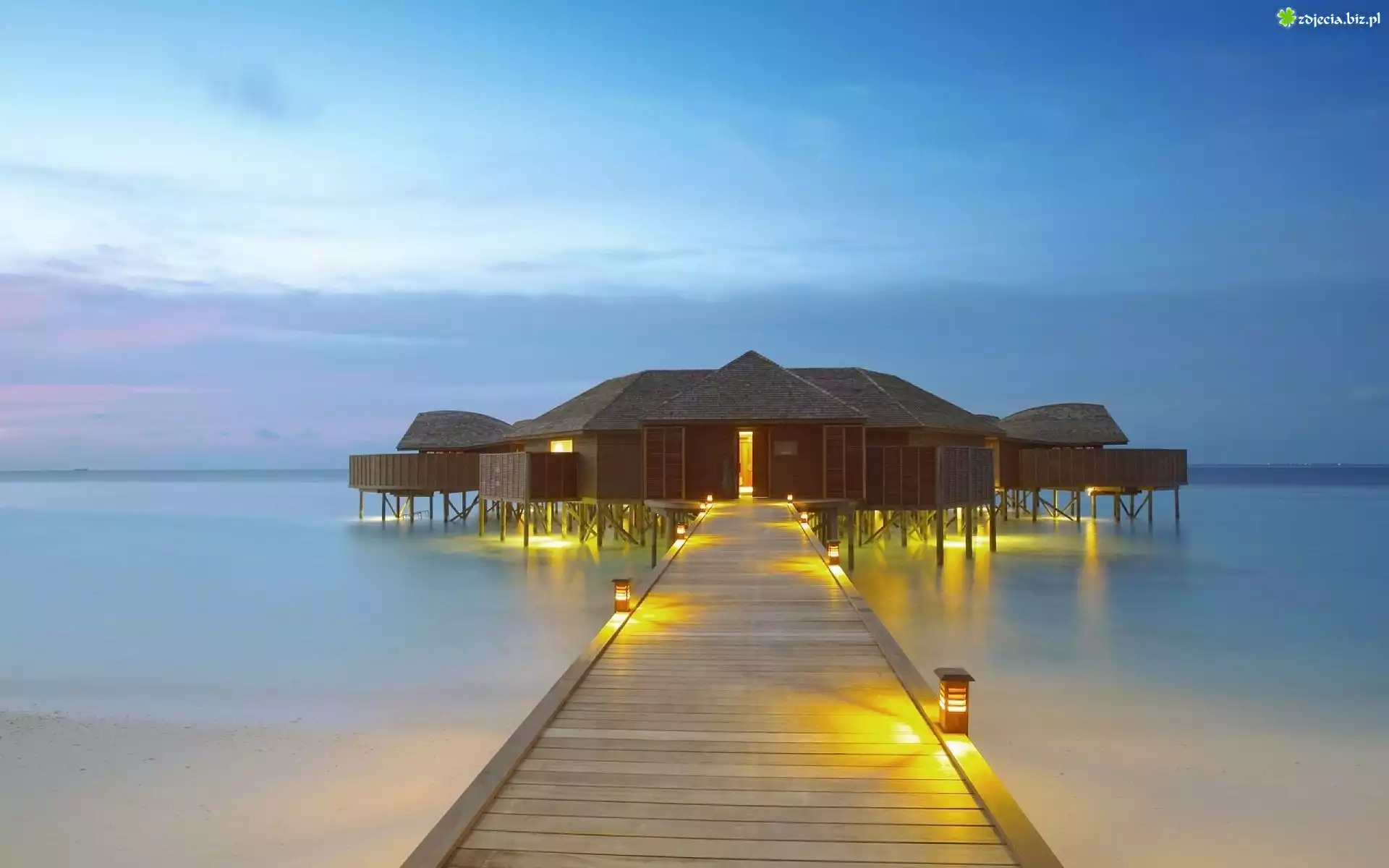 Malediwy, Molo, Morze, Hotelik
