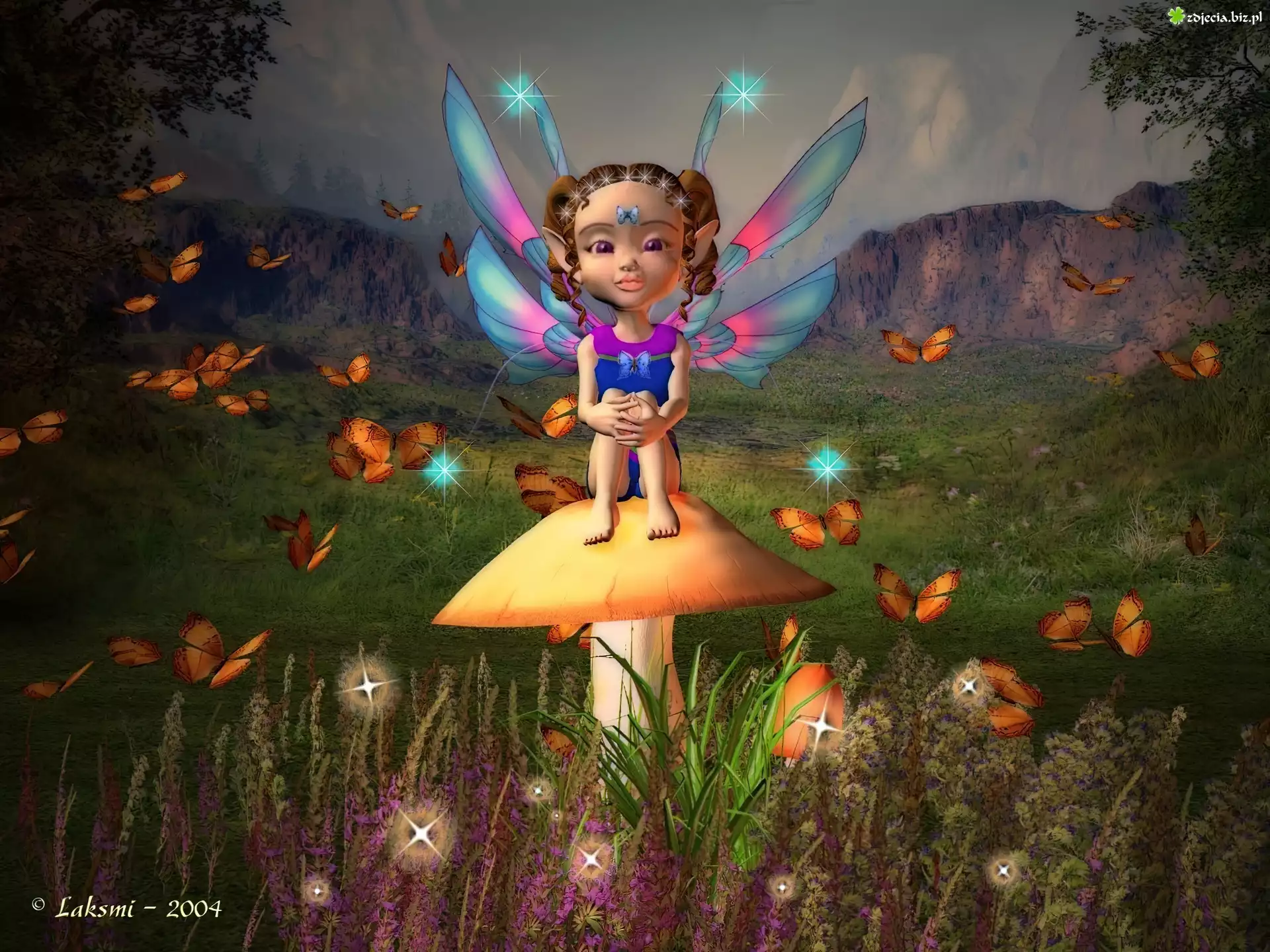 Mały, Elf, Łąka, 3D