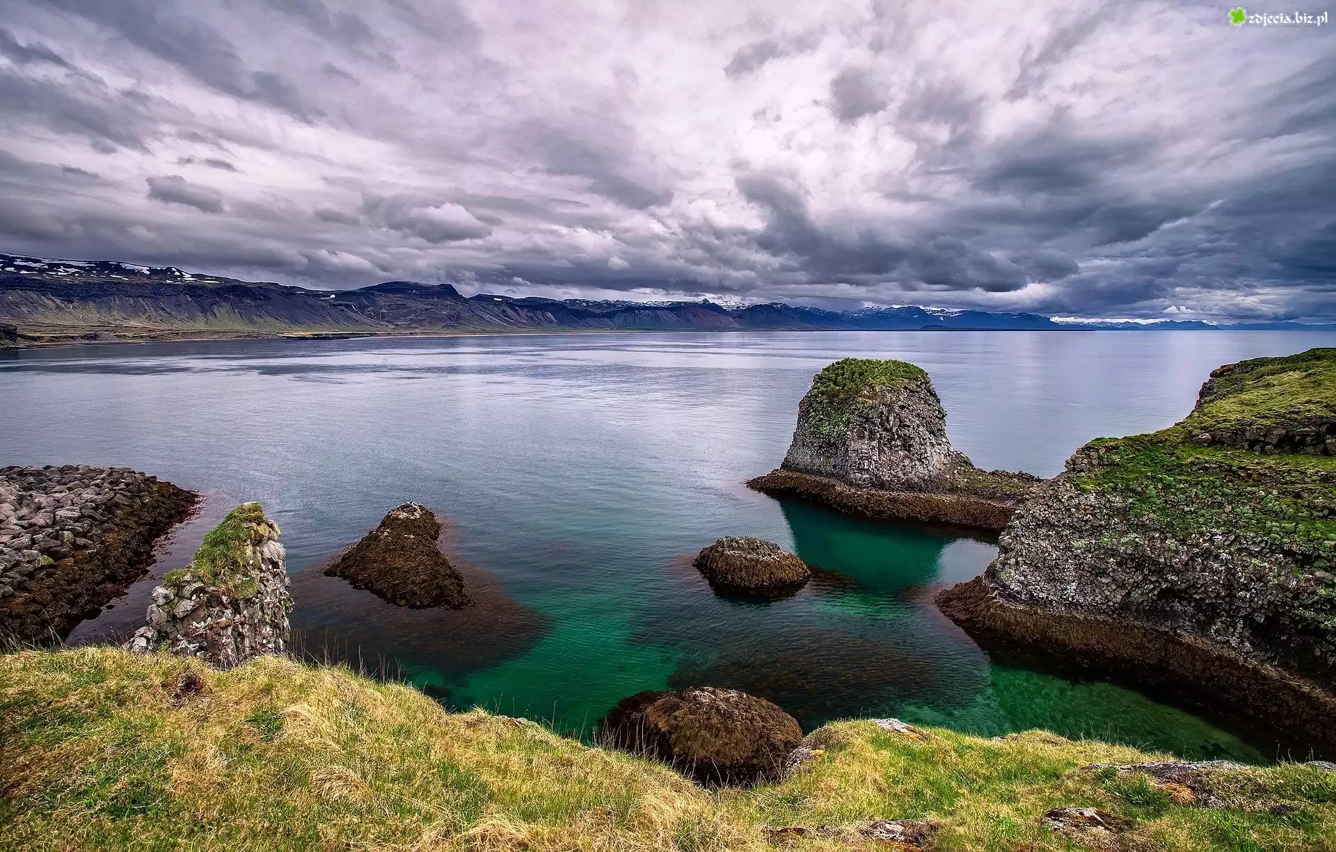 Islandia, Półwysep Snæfellsnes, Góry, Morze, SkaÅ‚y