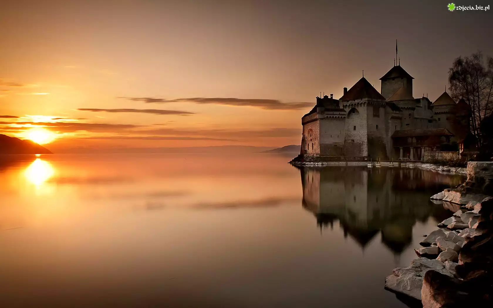 Morze, Zachód, Słońca, Zamek